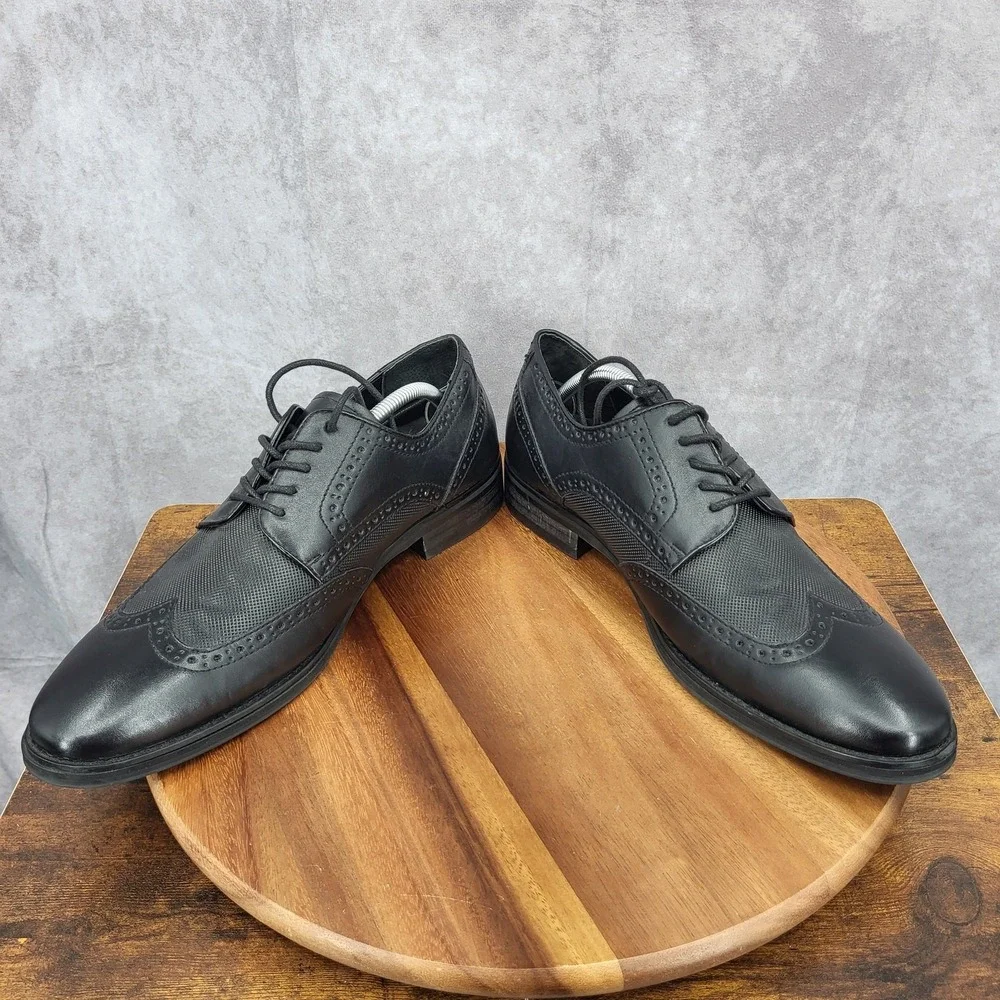 Express Oxford Shoes Mens 12 Black‎ Faux Leather Wingtip Dress Shoes